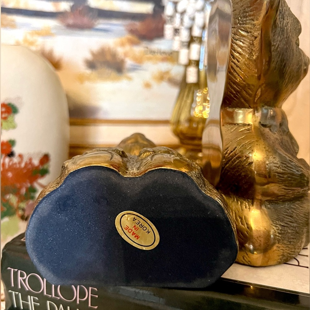 Vintage Pair Brass Teddy Bear Bookends Nursery Decor Mid Century Boho - Picture 5 of 5